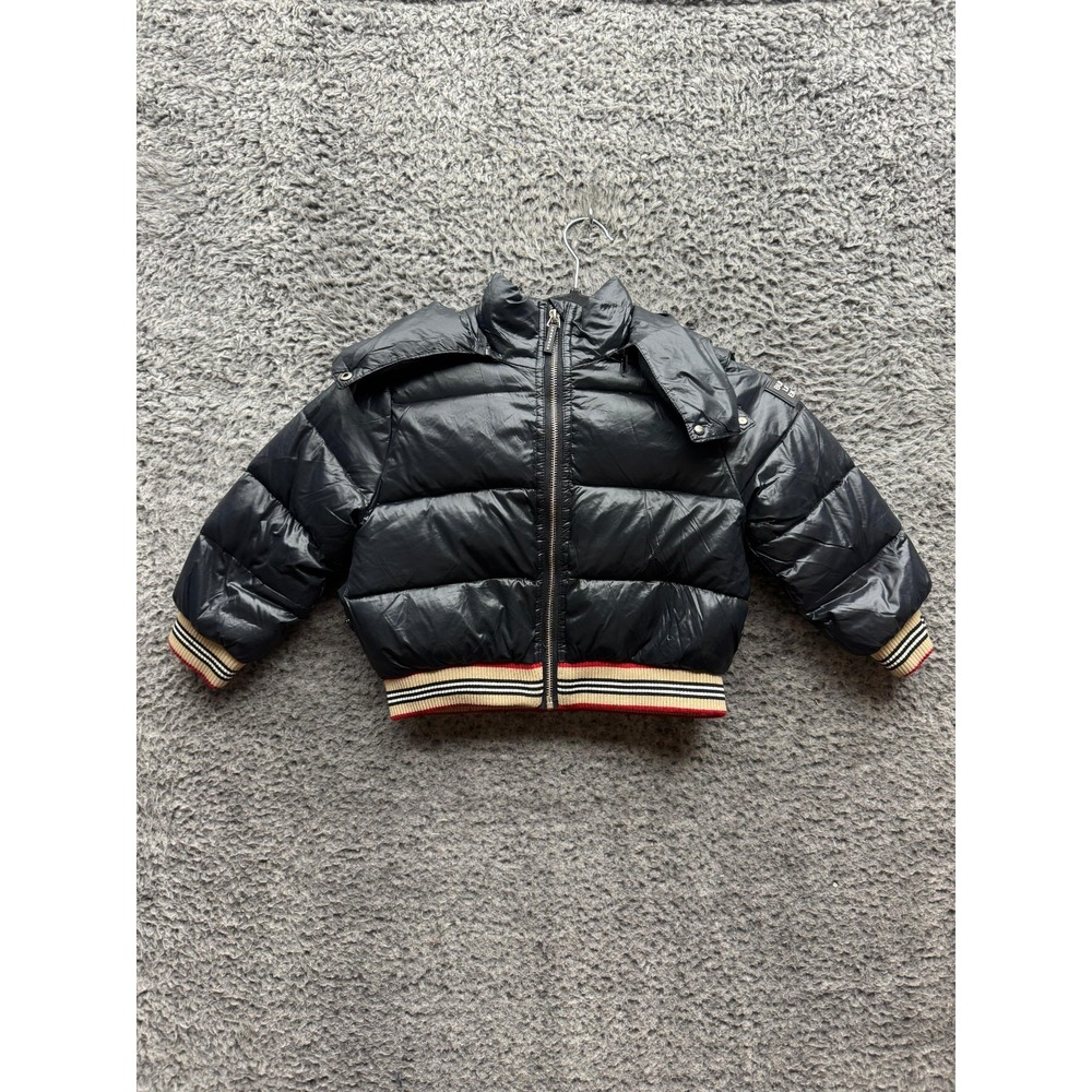 Burberry London Full Zip Insulated Down Quilted Puffer Jacket Black Kids Size 0
